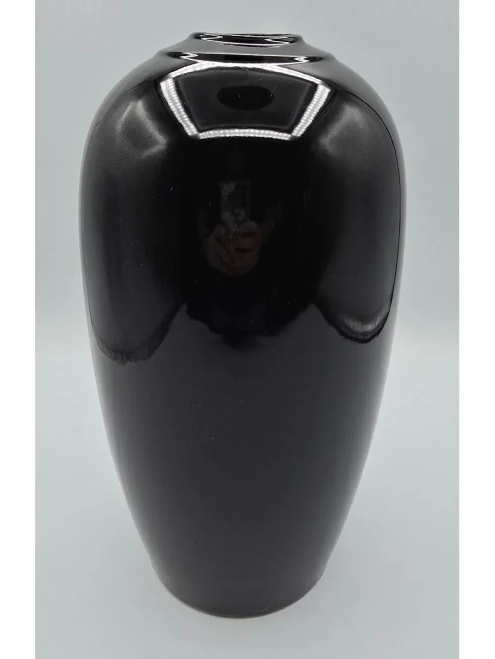 Vintage Srednick Collection Black Ceramic Vase Japan 1980s Modernist 10.5